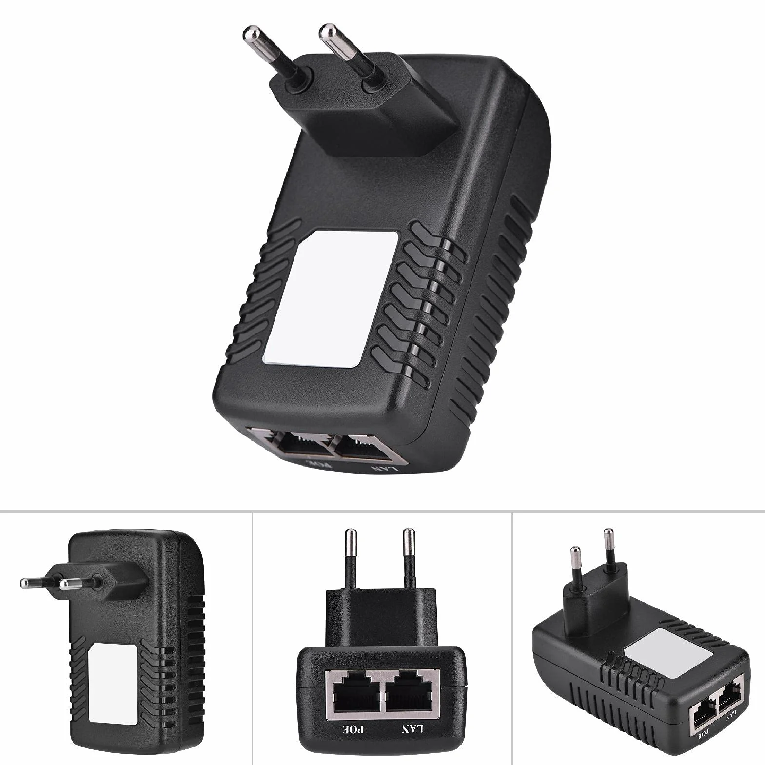 Adapter Poe Zasilacz Poe Czarny 48V 0.5A Ścienny Wtryskiwacz Poe Adapter Ethernet Telefon Ip Zasilacz Kamery Wtyczka Brytyjska