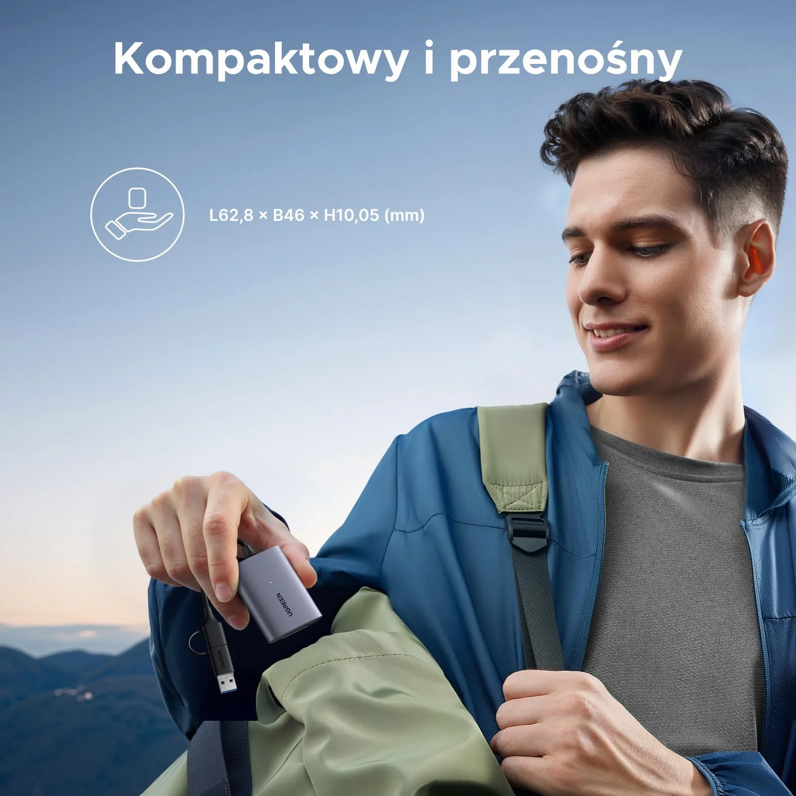 UGREEN USB-C na CFexpress Type A czytnik kart z portem USB-A i C, 10 Gb/s do 1250 MB/s, kompatybilny z kartami CFexpress B do filmów 8K, Mac, Windows, Linux, laptop, tablet, aluminiowa obudowa