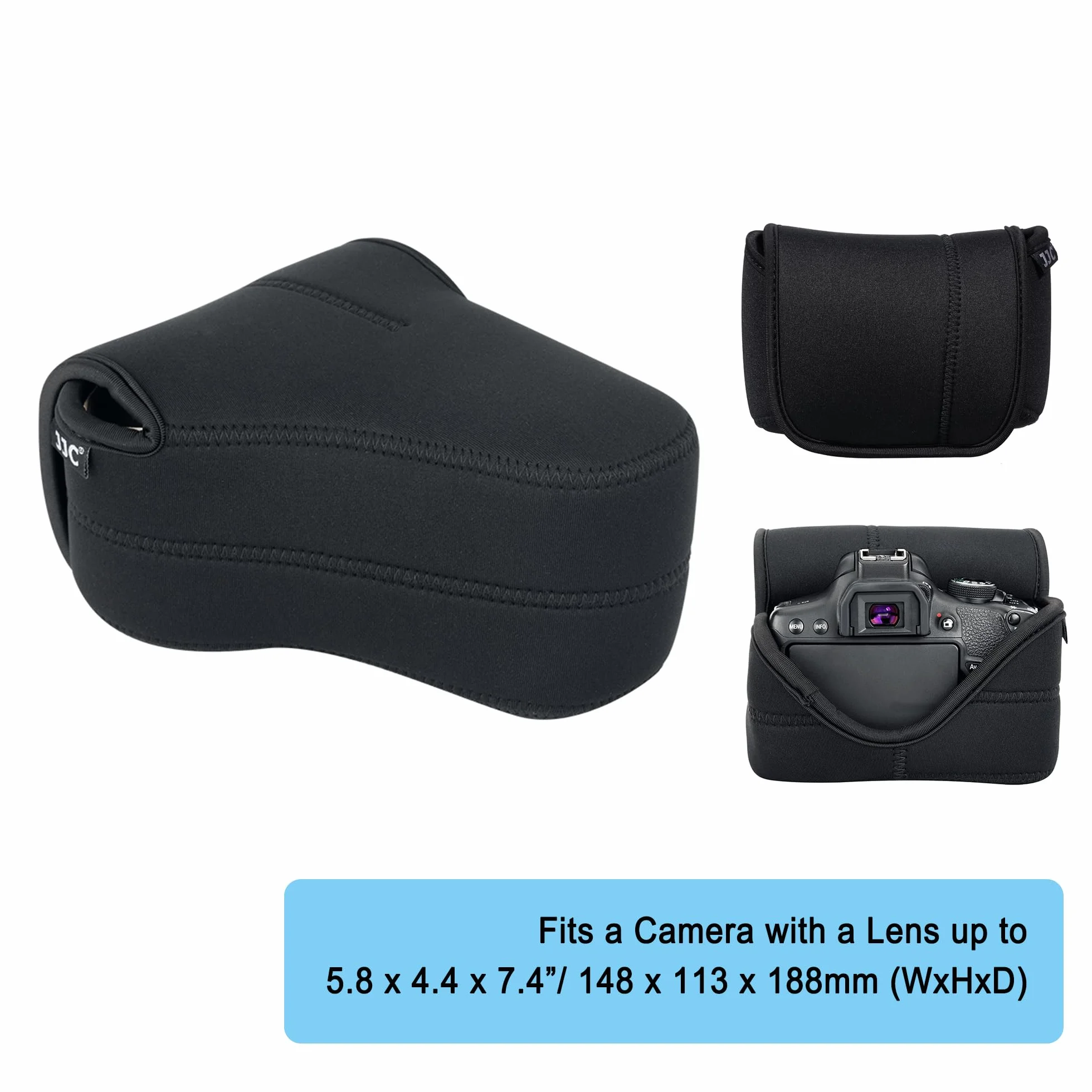 JJC Ultralekka torba na aparat DSLR do Canon EOS 77D 80D 760D 750D 700D 60D Sony A1 A7S III Nikon D7500 7200 D7100 D5600 D5500 D5300 z obiektywem do 5,8 x 4,4 x 7,4 (czarne)