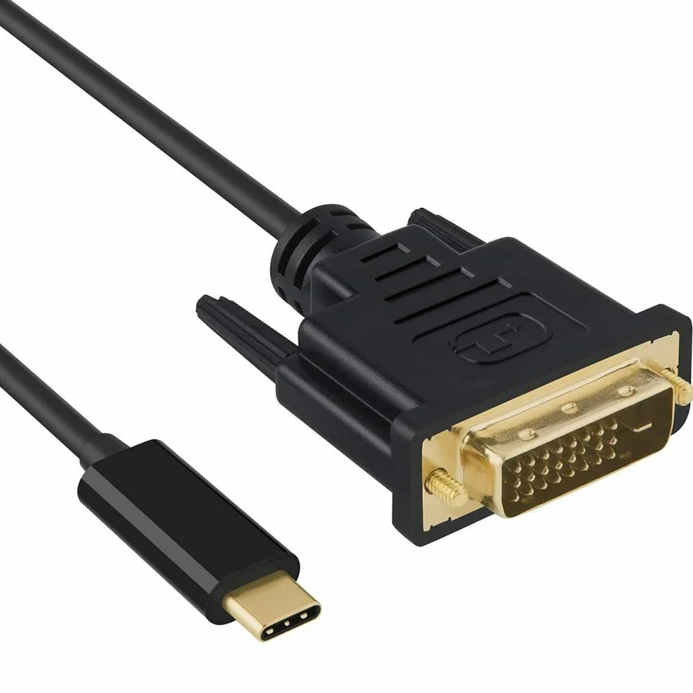 Kabel USB-C DVI Thunderbolt 4K do 30 Hz typu C żeński kompatybilny z MacBookiem Pro 2017-2020, Surface Book 2, Dell XPS 13, Galaxy S10