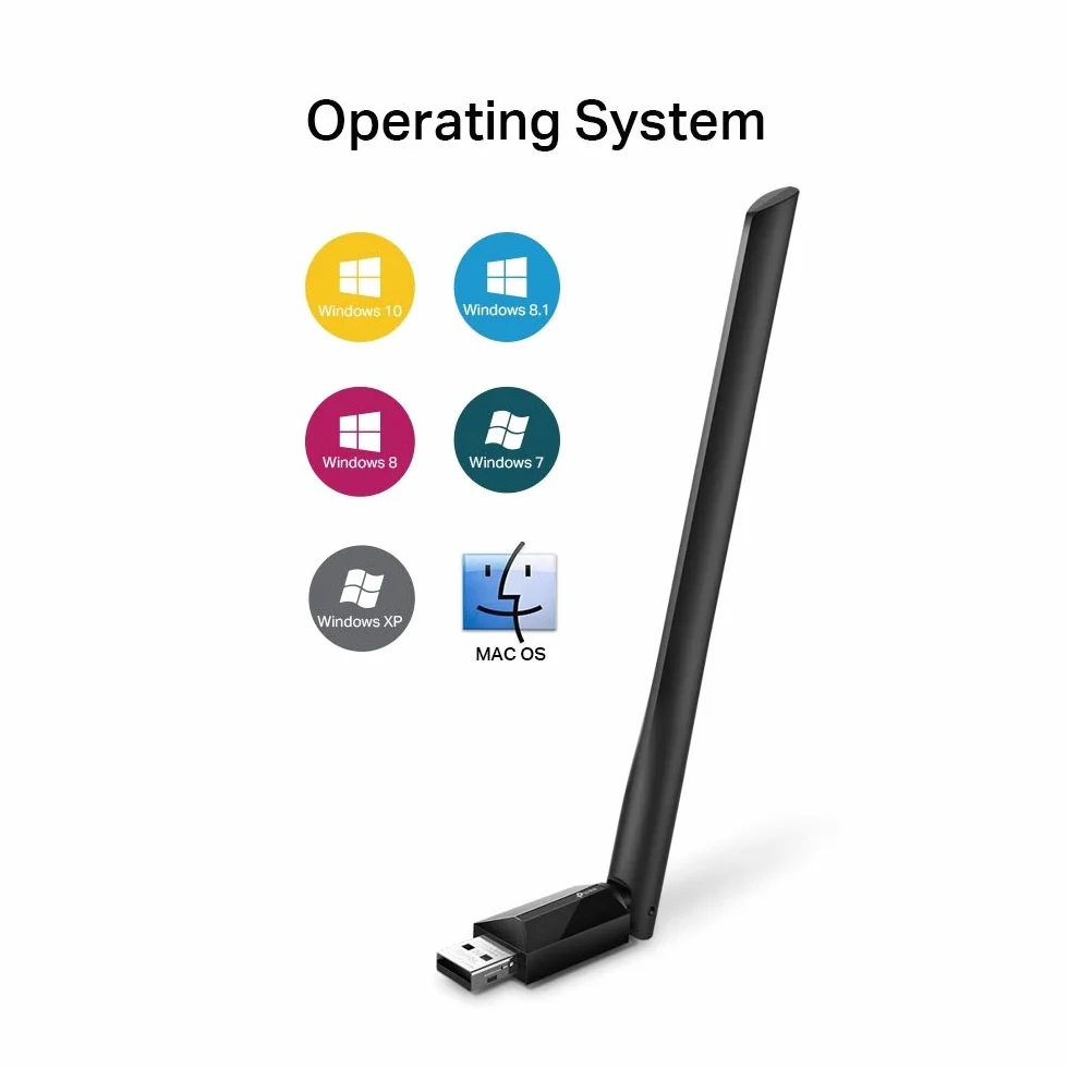 TP-Link Archer T2U Plus – Adapter WiFi USB, Podwójne Pasmo AC600, 2,4 GHz 150 Mb/s + 5 GHz 433 Mb/s, Szyfrowanie WPA3, kompatybilny z Windows 10/8.1/8/7/XP i Mac OS X)