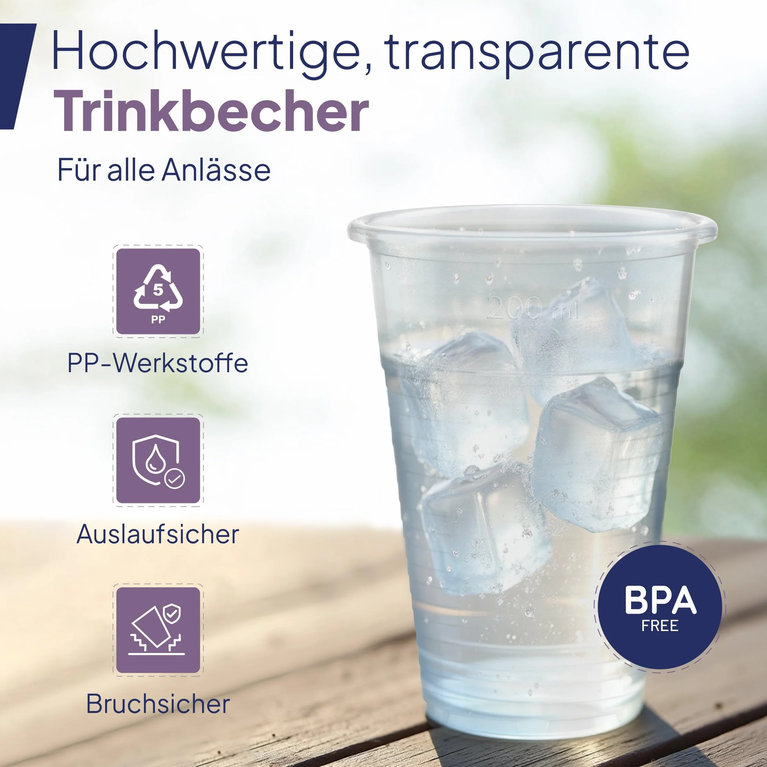 Inoverse 50 sztuk plastikowych kubków do picia 0,5 l przezroczyste