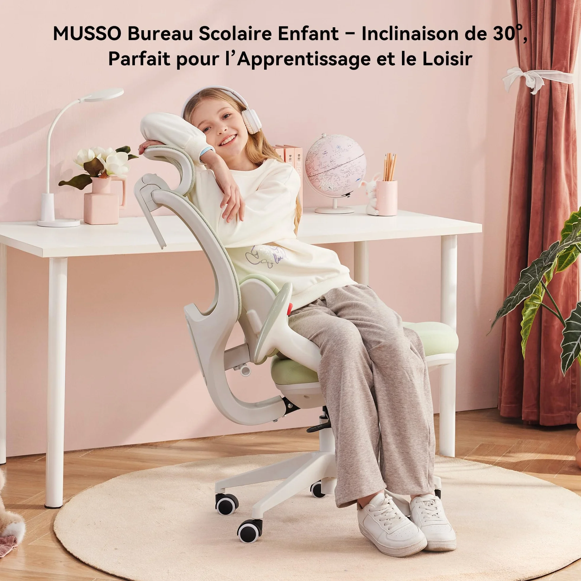 MUSSO T30 Ergonomiczne krzesło biurowe dla dzieci z podparciem lędźwiowym i siatką