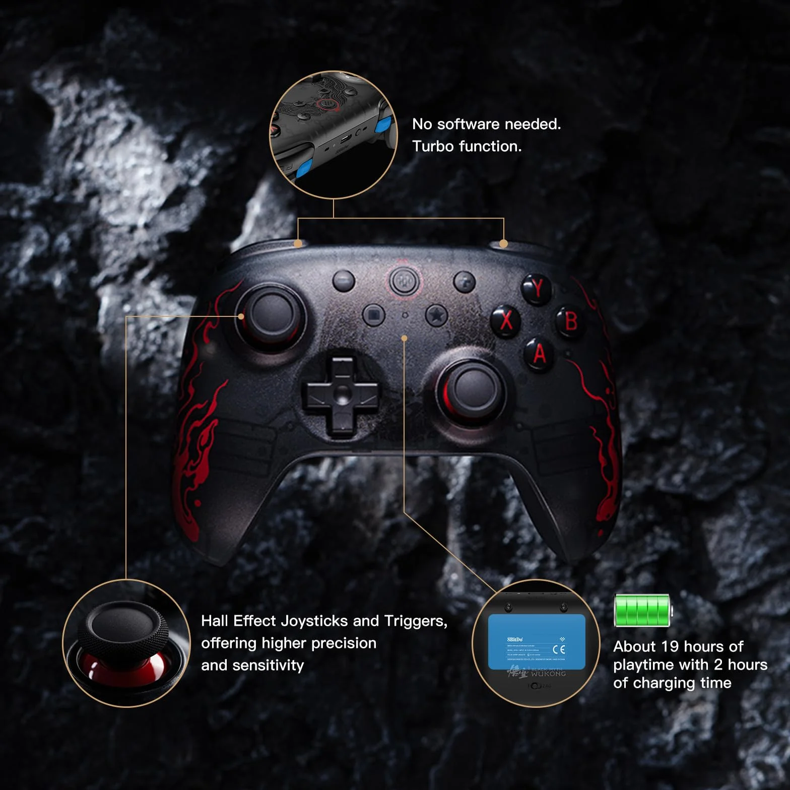 8Bitdo Ultimate 2C Kontroler Bezprzewodowy Efekt Halla 1000Hz PC Windows Android Black Myth Wukong