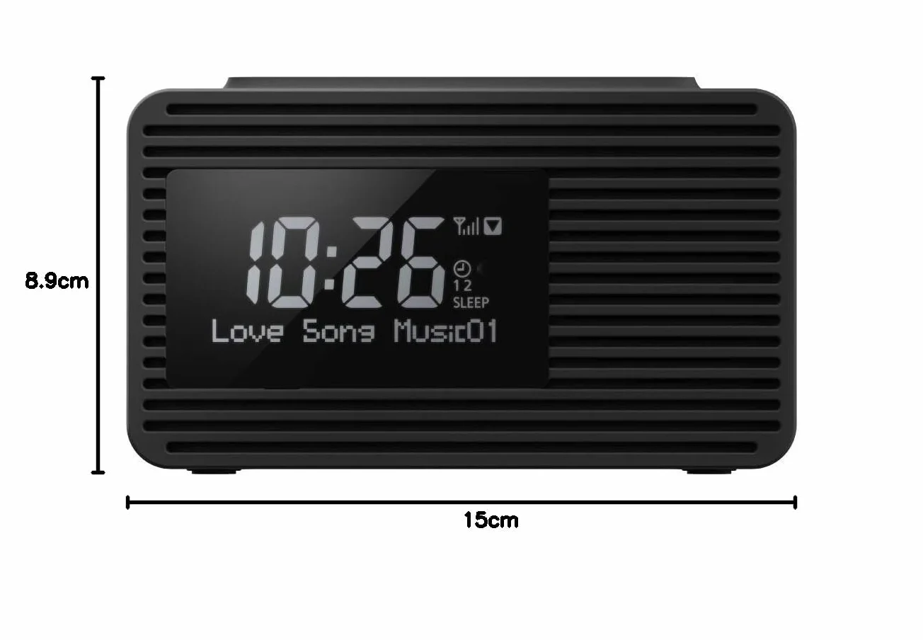 Panasonic RC-D8 radio DAB+ z budzikiem (możliwość zapisania 10 stacji, ładowanie smartfonów USB, duży wyświetlacz, głośnik o średnicy 5cm), czarne
