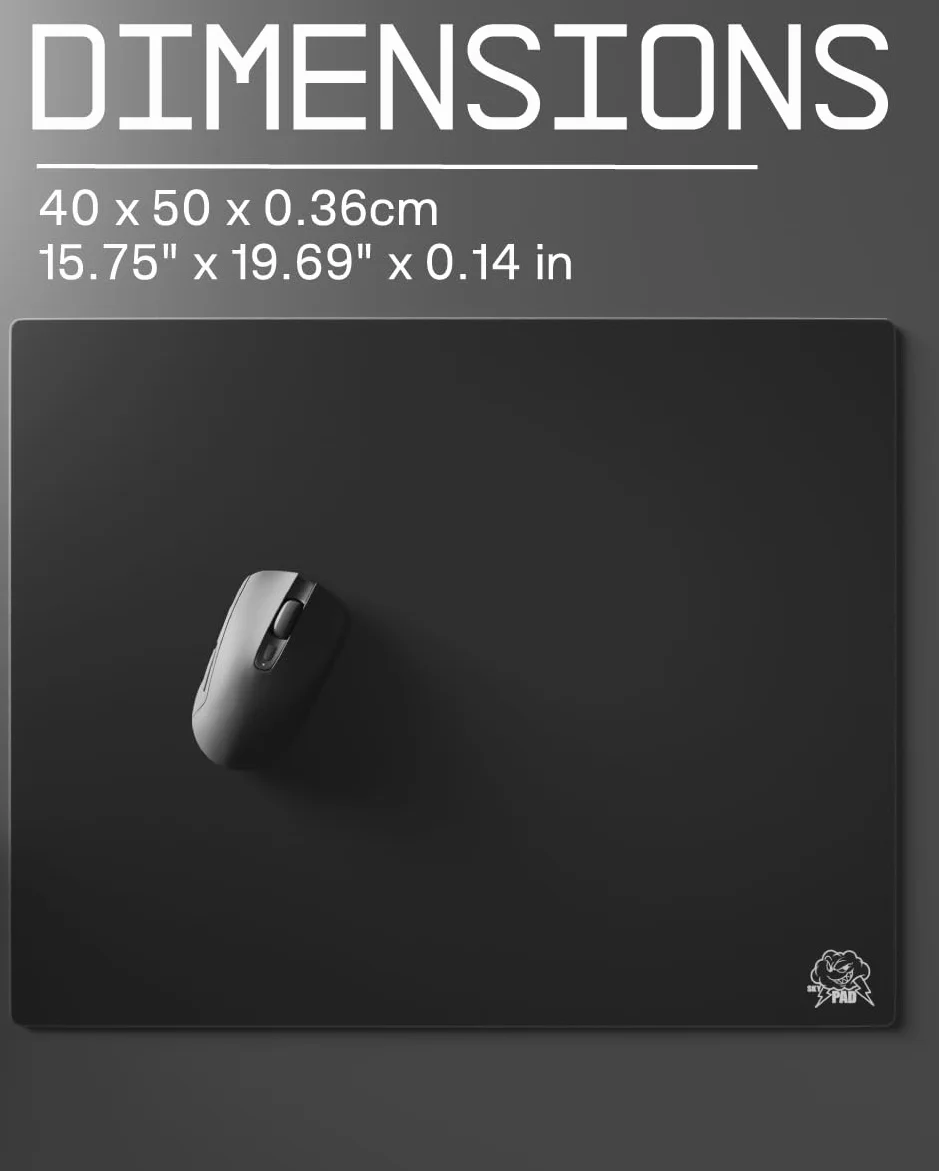 SkyPAD Szklana Podkładka Pod Mysz Do Gier 3.0 XL z Logo Chmury | Profesjonalna Duża Podkładka Pod Mysz | 400 x 500 mm | Czarny | Specjalna powierzchnia szklana o zwiększonej precyzji i szybkości