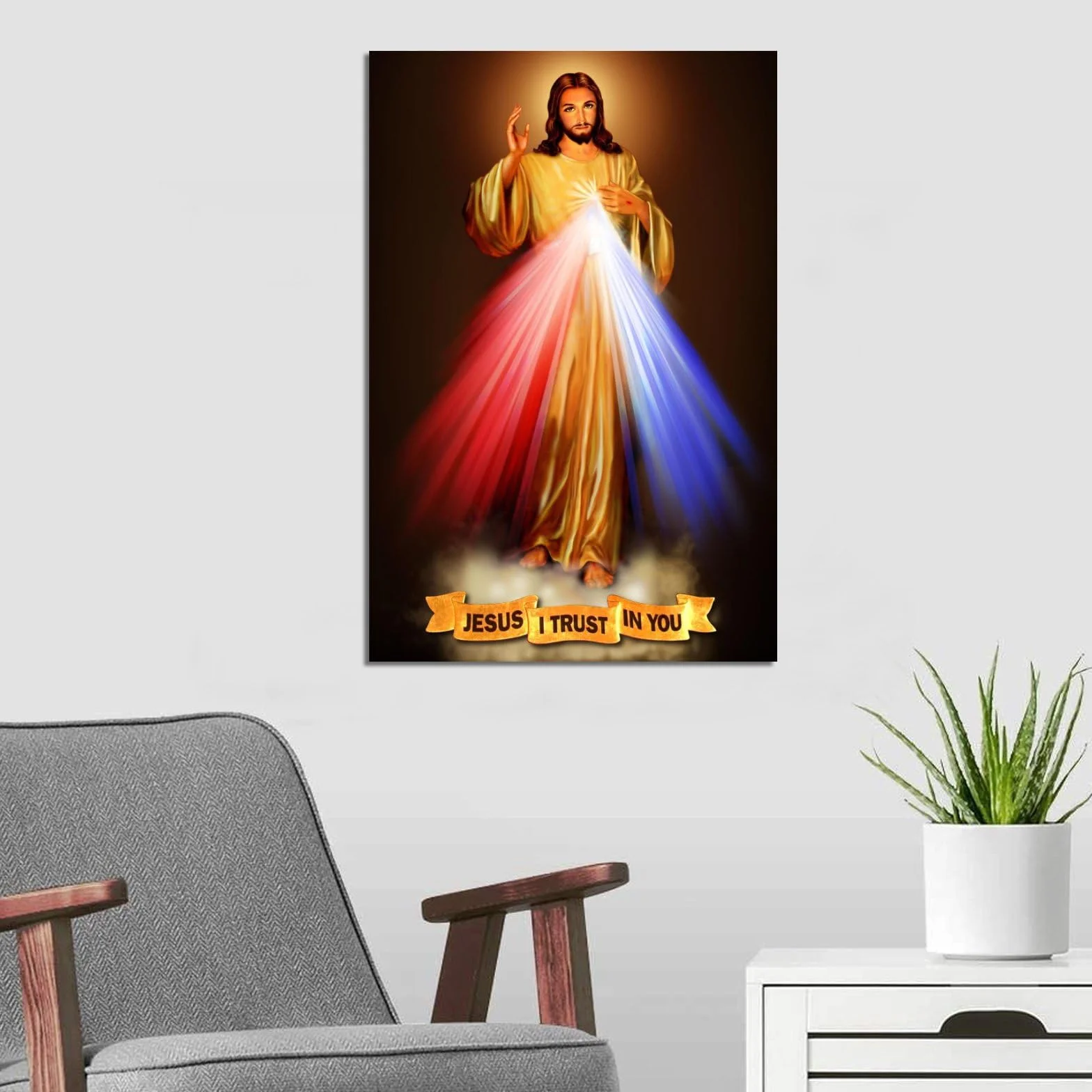 Plakat dekoracyjny Miłosierny Jezus obraz płótno 60 x 90 cm