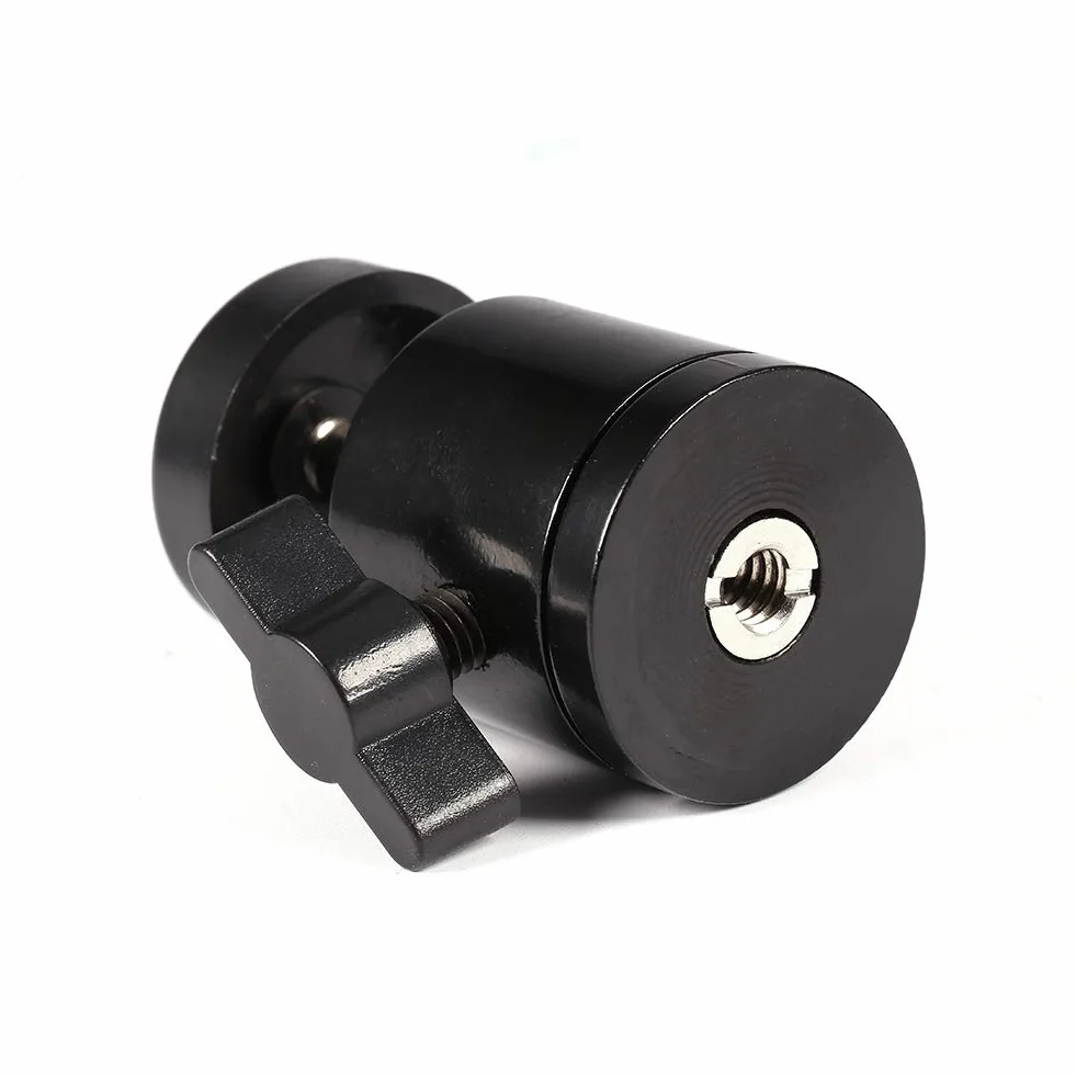 Głowica kulowa 360 stopni, Mini uchwyt kulowy 360° do statywu do aparatu 1/4 cala i 3/8" Flash Support