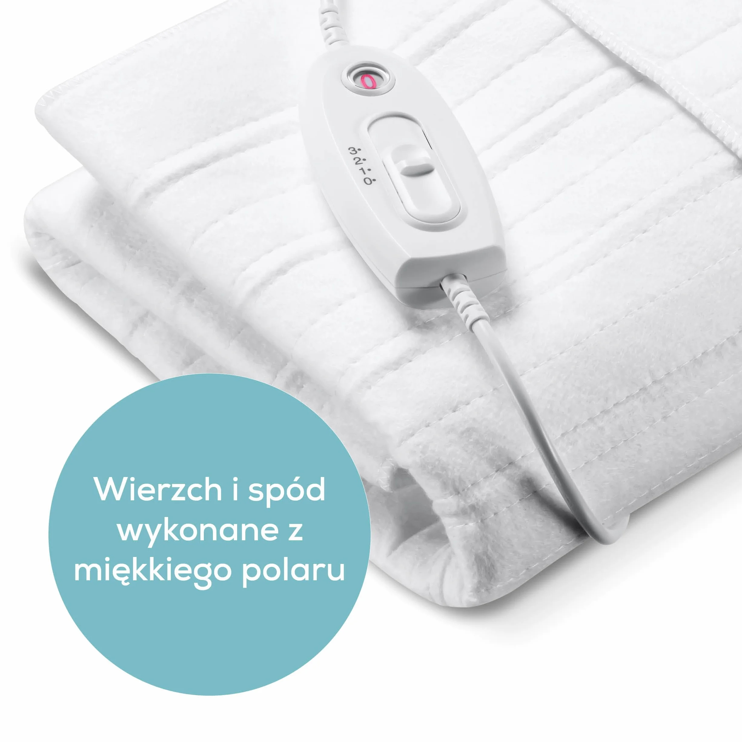 Beurer Sanitas SWB 21 Nakładka Elektryczna na Łóżko, 150 x 80 cm, 3 Ustawienia Temperatury, Miękki Polar