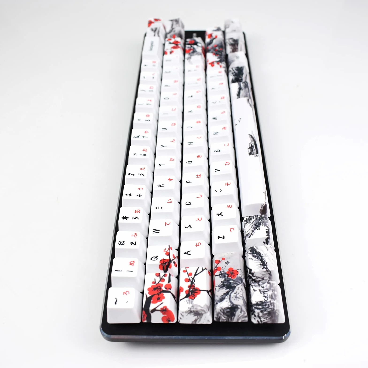 MOLGRIA Klawisze, zestaw do gamingowej klawiatury mechanicznej, niestandardowe nakładki na klawisze z profilem PBT, czcionka japońska, z uchwytem do klawiszy Cherry MX 71/61, 60%, kwiat śliwki, 71 klawiszy