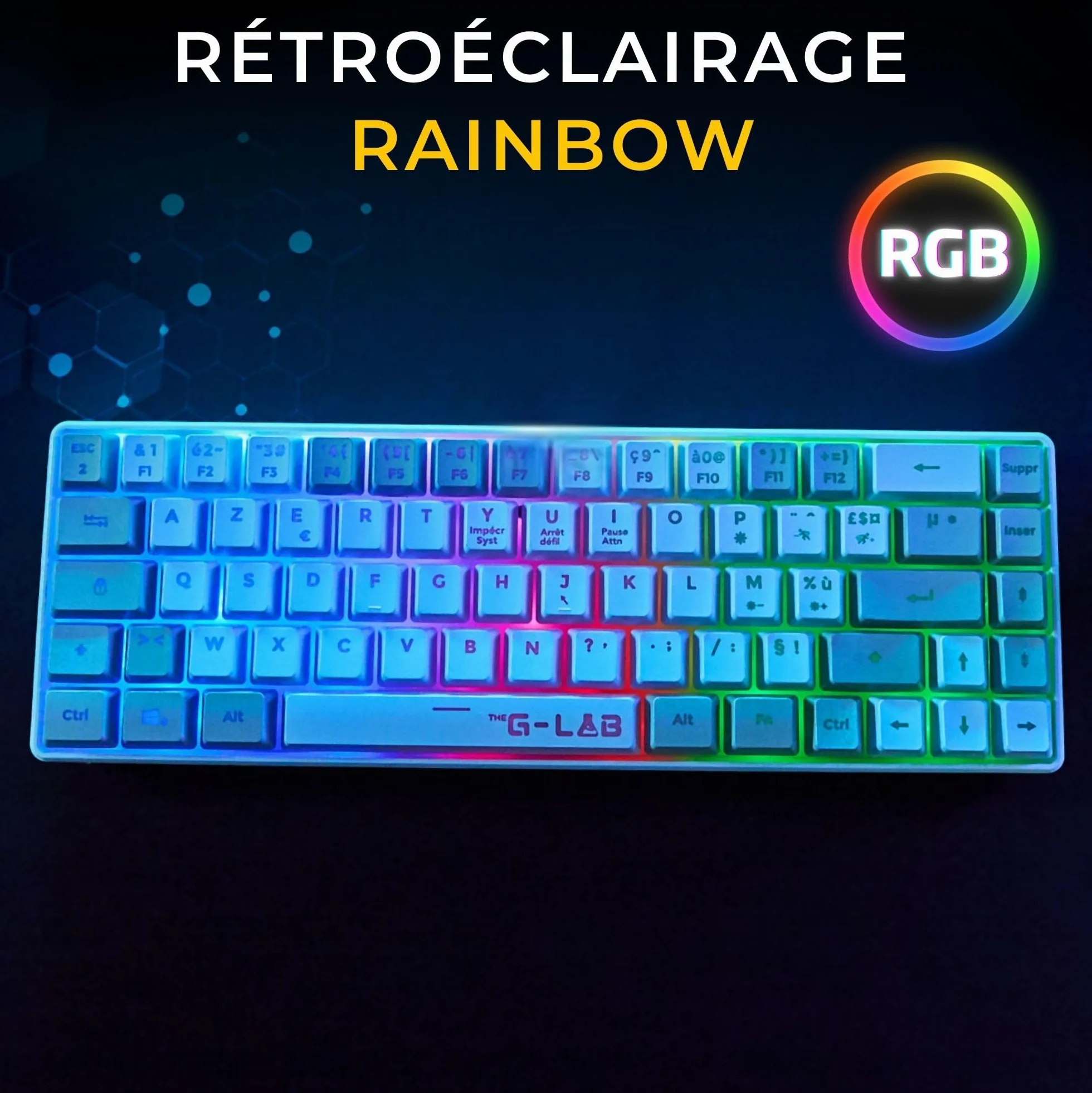 G-Lab Hydrogen Combo Pakiet klawiatury dla graczy 60% przewodowa gamingowa RGB Azerty FR + mysz 6200 DPI PC PS4 PS5