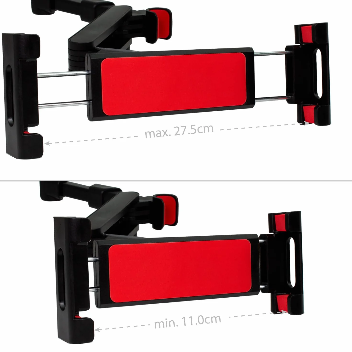 OcioDual Uchwyt samochodowy na tablet OcioDual, zacisk na zagłówek, rozkładany uchwyt samochodowy na tablet, obrót o 360º, utrzymuje telefony i tablety o przekątnej od 4,4" do 11"