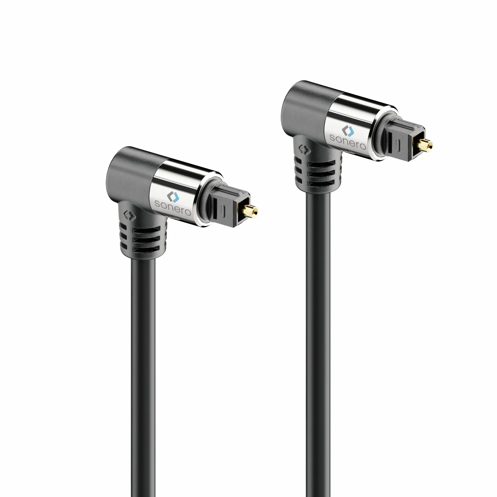 sonero® Optyczny kabel Toslink premium, 1,50 m, pozłacane styki, 2 x wtyczka 90°, obracany o 360°, czarny