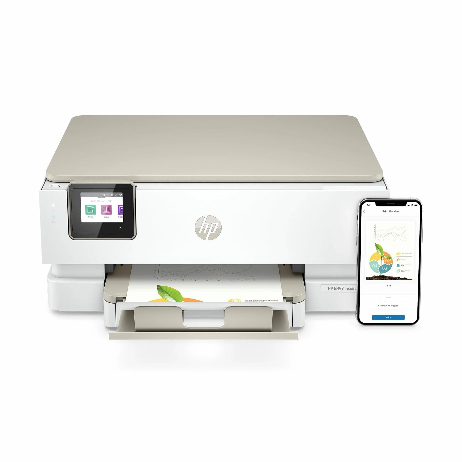 Drukarka HP Envy Inspire 7220e All In One - kolorowa drukarka atramentowa - 6 miesięcy Instant Ink w zestawie z HP+ (ksero, skanowanie, drukowanie, zdjęcie, A4, Recto/Verso, Wifi), biała