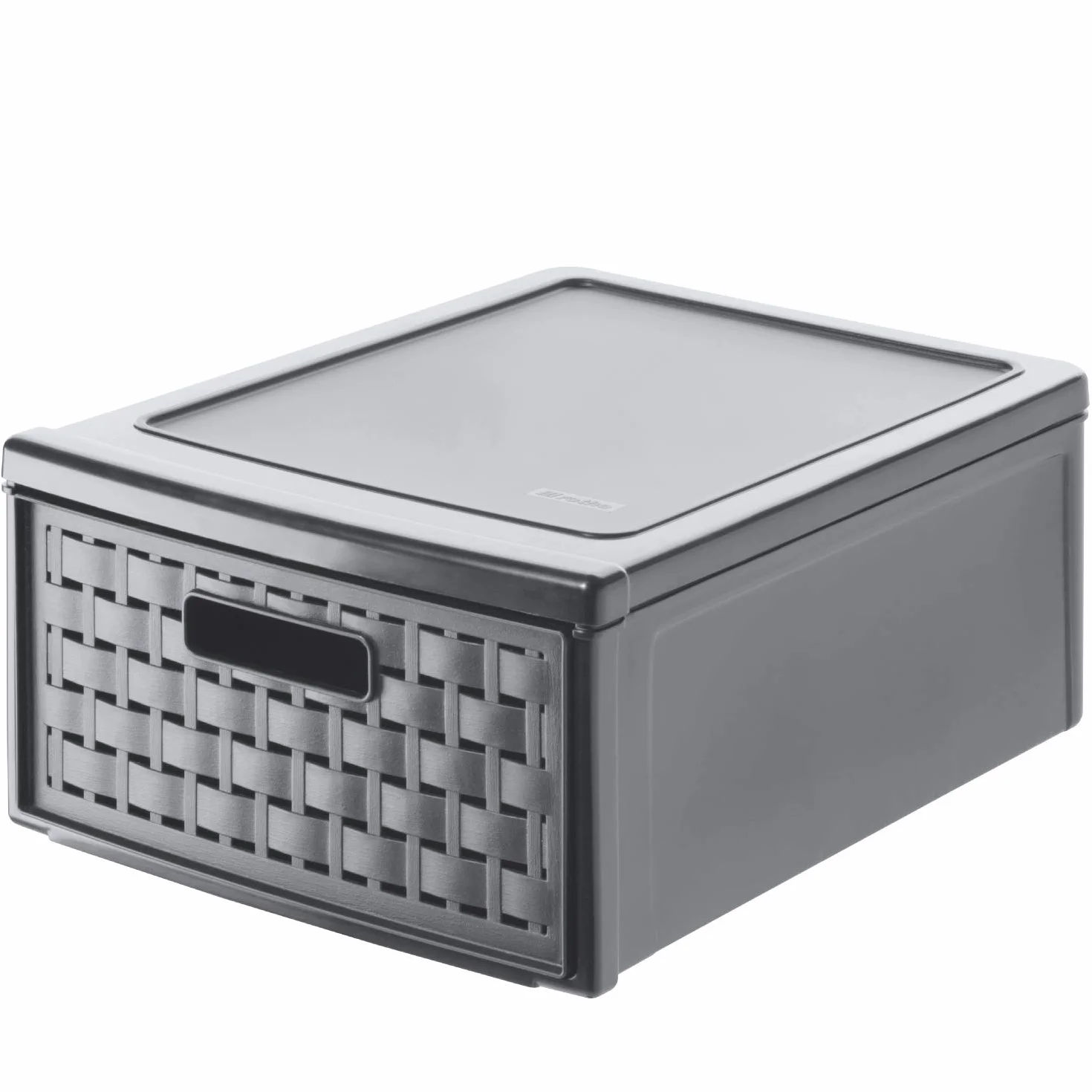 Rotho Country skrzynka z szufladami, 8,3 l, z 1 szufladą o wyglądzie rattanu, tworzywo sztuczne (PP), nie zawiera BPA, antracytowa, mała/8,3 l (35,0 x 26,0 x 14,5 cm)