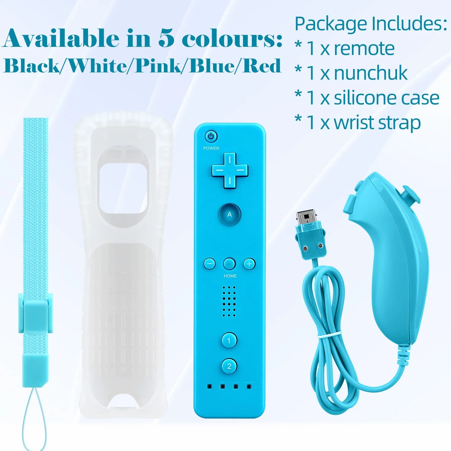 OSTENT Pilot zdalnego sterowania z czujnikiem ruchu + przewodowy Nunchuck Combo do Nintendo Wii, niebieski