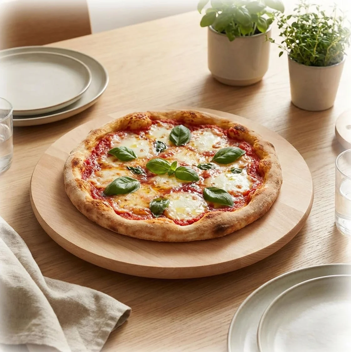 Deska drewniana obrotowa 25 cm okrągła do serwowania sery pizza