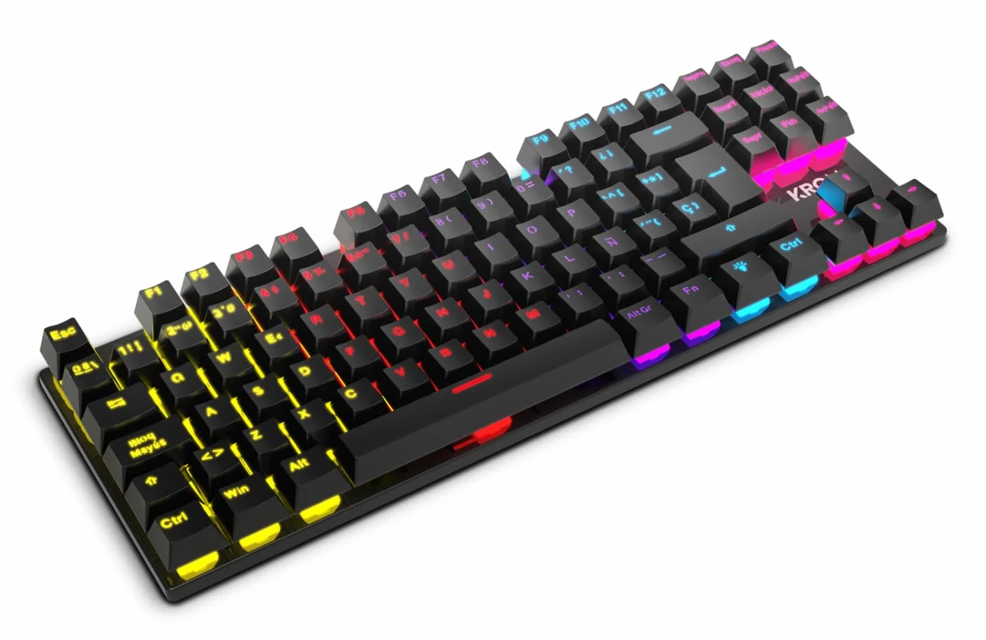 KROM Gaming KASIC TKL klawiatura mechaniczna RGB Rainbow, bez klawiatury numerycznej, Anti-Ghosting, USB, Czarny