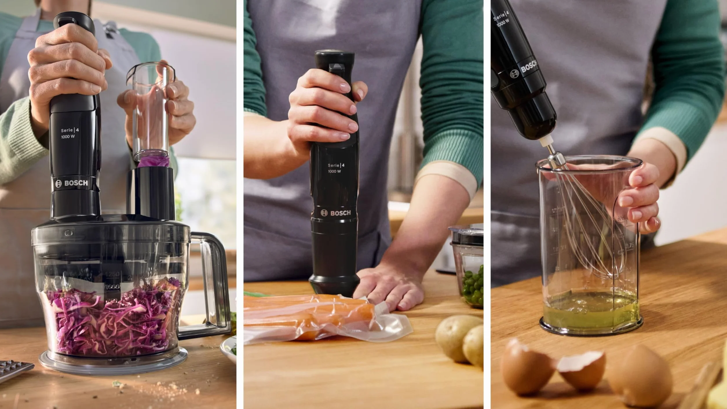 Bosch ErgoMaster seria 4 blender ręczny, 1000 W, blender ze stali nierdzewnej, rozdrabniacz, kubek do miksowania/pomiaru, czarny