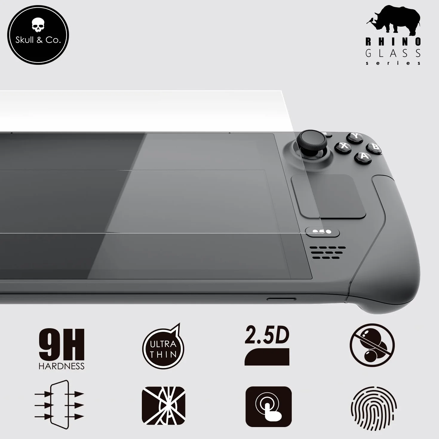 Skull & Co. High Transparency High Sensitivity Tempered Glass Screen Protector for Steam Deck LCD/OLED (2 sztuki) z zestawem montażowym pozycjonera - HD Clarity