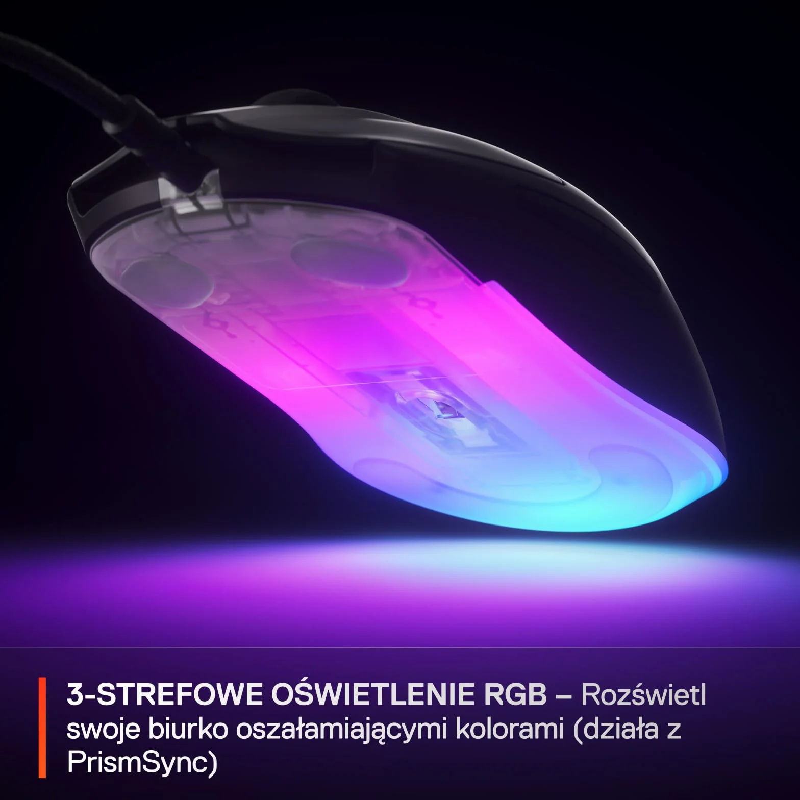 SteelSeries Rival 3 Gen 2 Mysz do Gier, Sensor Optyczny TrueMove Core 8500 DPI, 77g, PTFE, RGB, Czarna