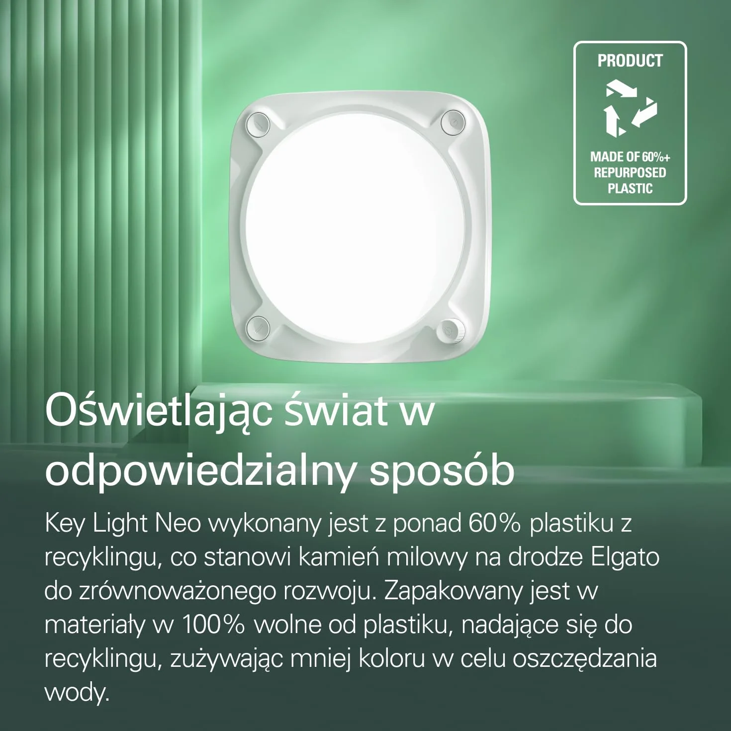 Elgato Key Light Neo (bez uchwytu) - oświetlenie do wideorozmów i streamingu - sterowanie Wi-Fi lub onboard - do statywów - USB - laptop | PC | Mac