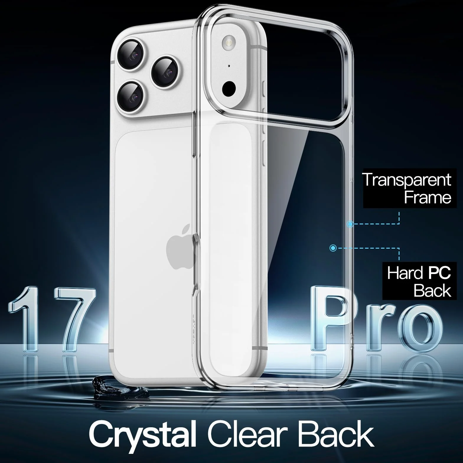 JETech Etui dla iPhone 17 Pro 6,3 Cala, Nieżółknące Odporne na Wstrząsy na Bumper Telefonu Osłona, Odporny na Zarysowania Przejaśniać Tył (Przezroczyste)