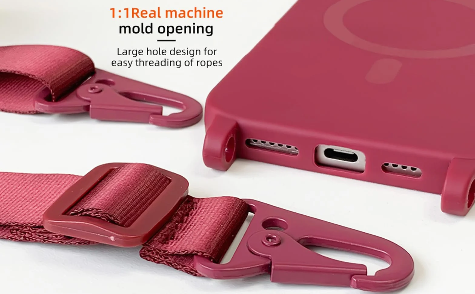 Jiyu etui ze smyczką na telefon komórkowy, kompatybilne z iPhone 17 Pro Max 6,7", magnetyczne etui z paskiem, etui ochronne do bezprzewodowego ładowania, silikonowe etui na szyję, smycz, odporne na