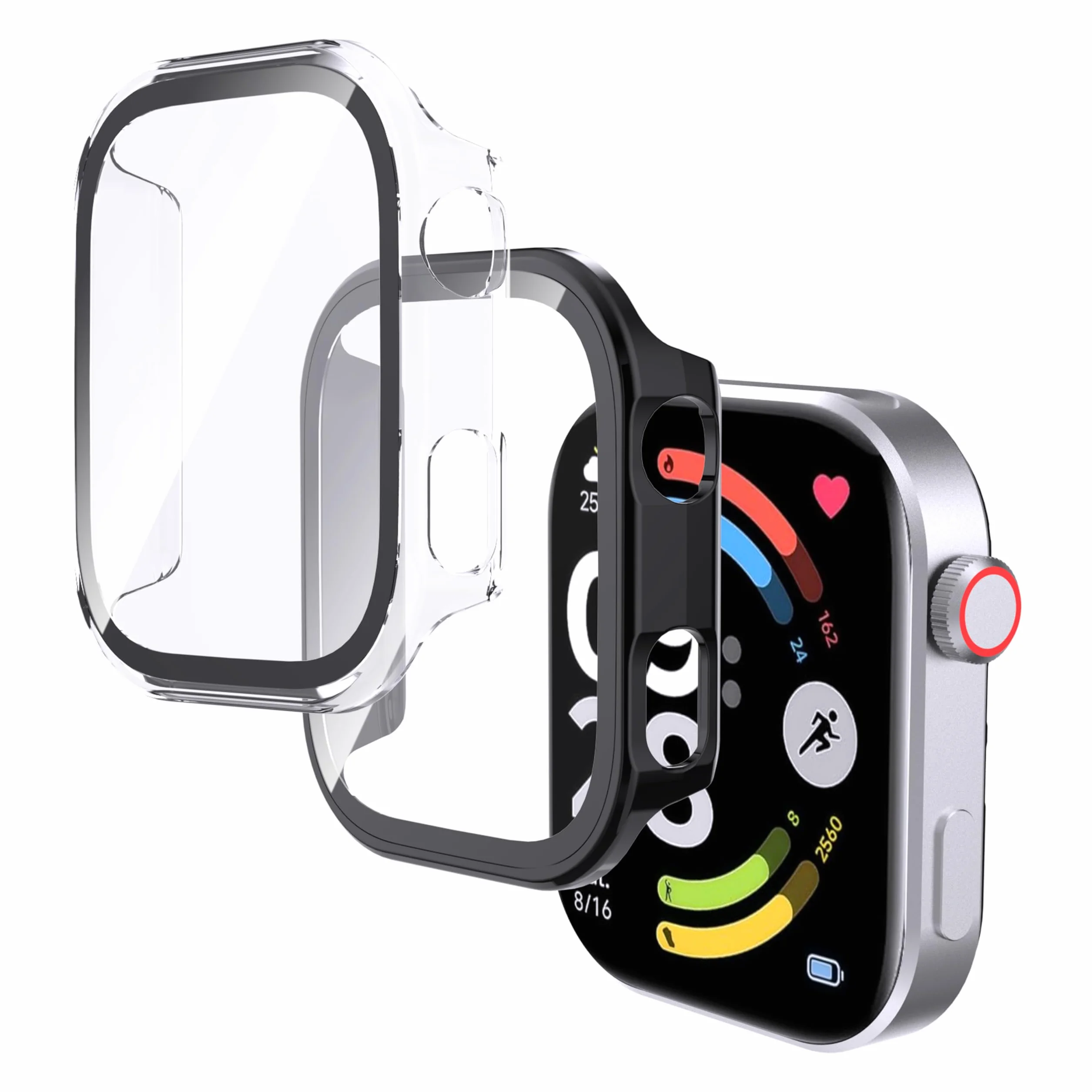 WFTE Etui do Redmi Watch 6 z osłoną ekranu ze szkła hartowanego, odporne na upadki, odporne na zarysowania, cienkie, twarde etui ochronne na cały korpus, odporne na wstrząsy i antypoślizgowe etui na