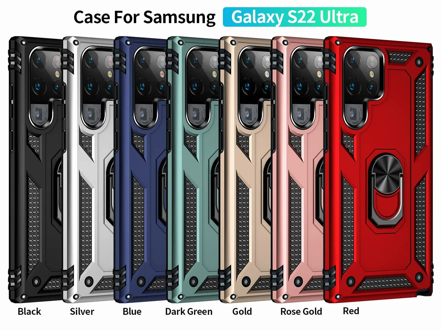 Etui kompatybilne z Samsung Galaxy S22 Ultra, osłona ekranu, dwuwarstwowa, wytrzymała osłona ochronna, odporna na wstrząsy obudowa na telefon, z podpórką, srebrne