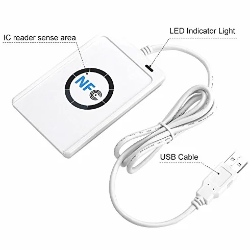 NFC ACR122U bezprzewodowy inteligentny czytnik/pisarz RFID, SDK, 5 x karta IC