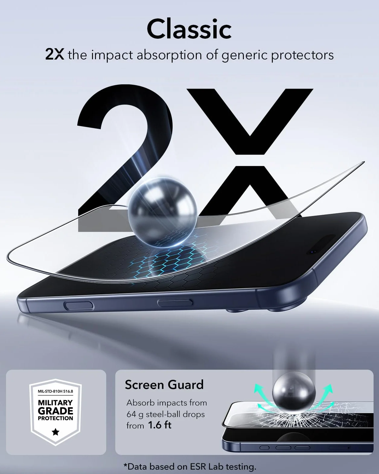 ESR Do iPhone 17 Pro szkło pancerne 3 sztuki [szybka instalacja w 3 sekundy] ochrona wojskowa, twardość 9H, pełne szkło hartowane z tacką UltraFit