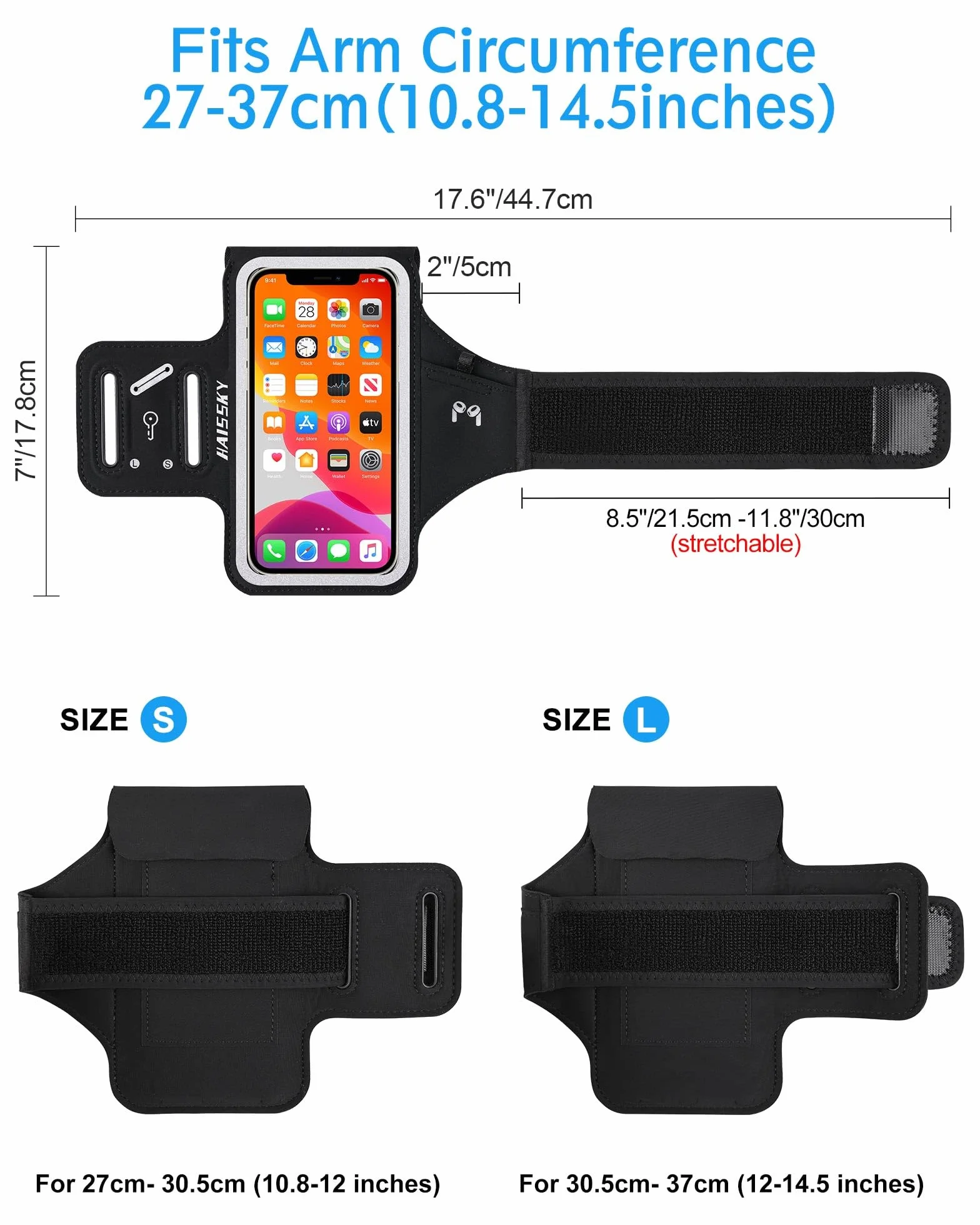 6,7'' uchwyt na telefon do biegania z torbą Airpods, etui na telefon komórkowy Razobws do iPhone 16 15 14 13 12 11 Pro Max Galaxy S20- S24 Ultra wodoodporny pasek na ramię z regulowanym paskiem