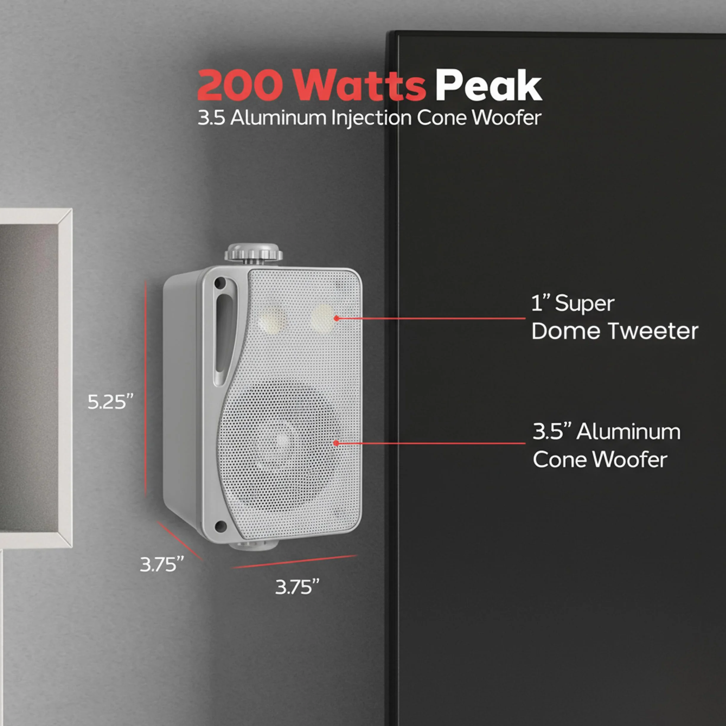 3-Way Waterproof Marine Box Speakers - 3.5" 200 Watt Dual Indoor Outdoor Speaker System - Weatherproof/Waterproof Outdoor Speaker - Home, Boat, Pool, Patio Indoor Outdoor Use - Pyle PLMR24S (Silver)