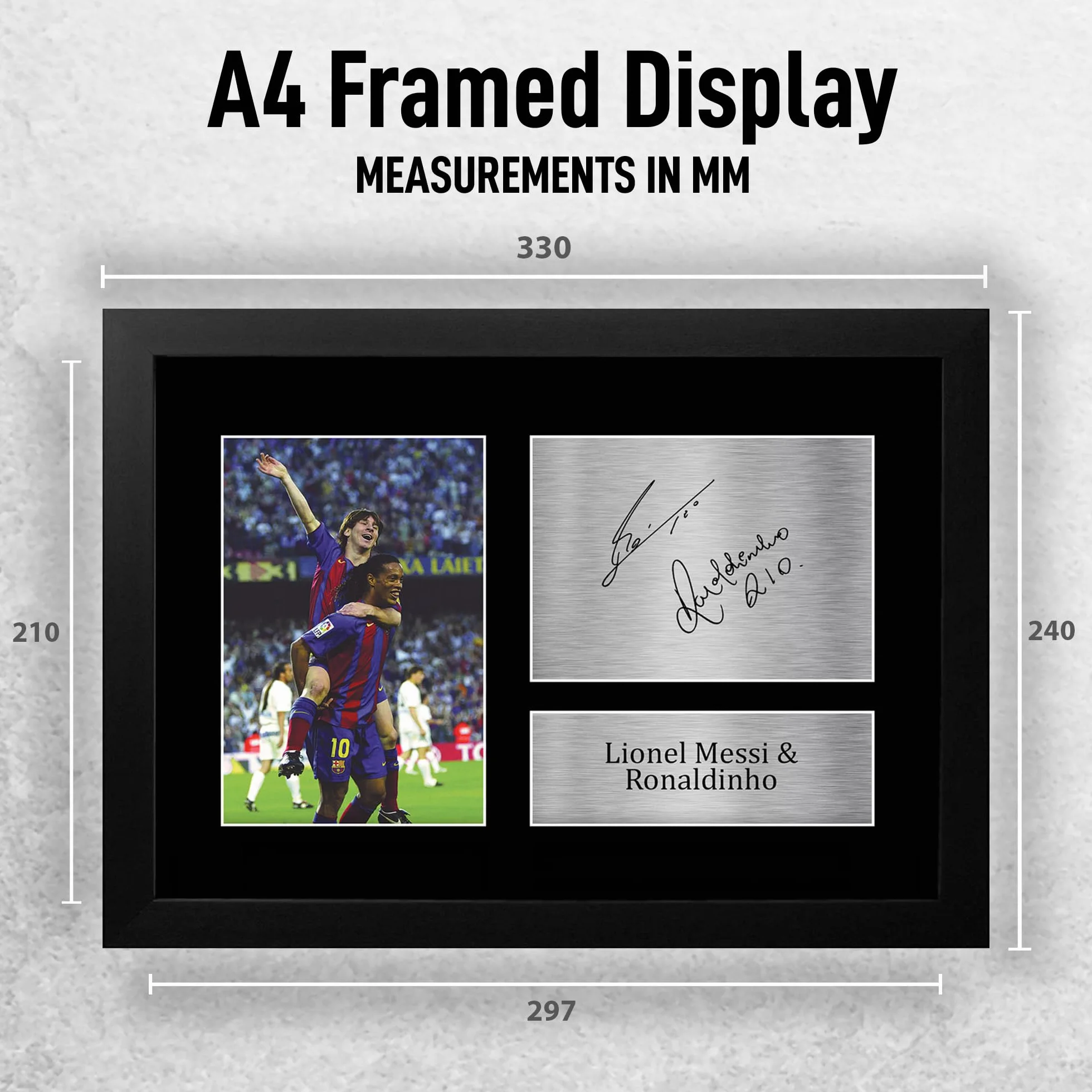 Lionel Messi Ronaldinho Barcelona Podpisane Zdjęcie Z Autografem A4 Oprawione
