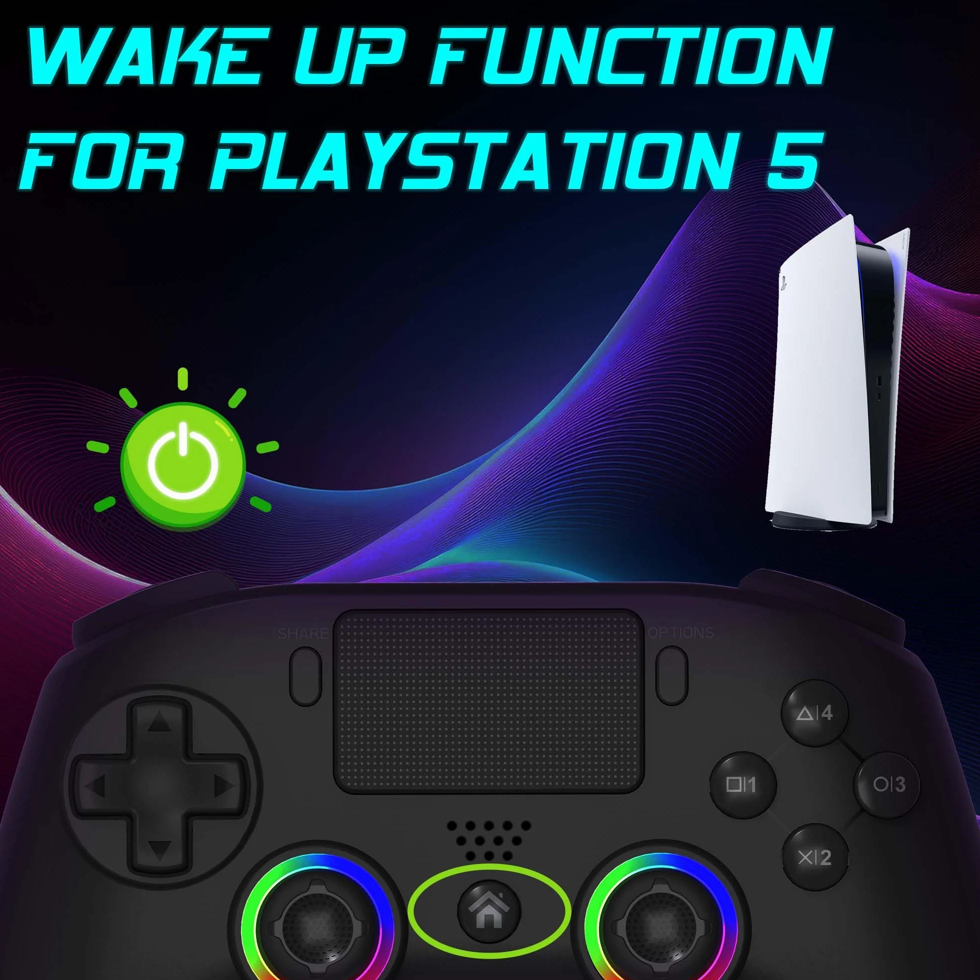 Subsonic Bezprzewodowy kontroler do PS5 z programowalnymi wiosłami LED, wibracją i dotykiem, czarny