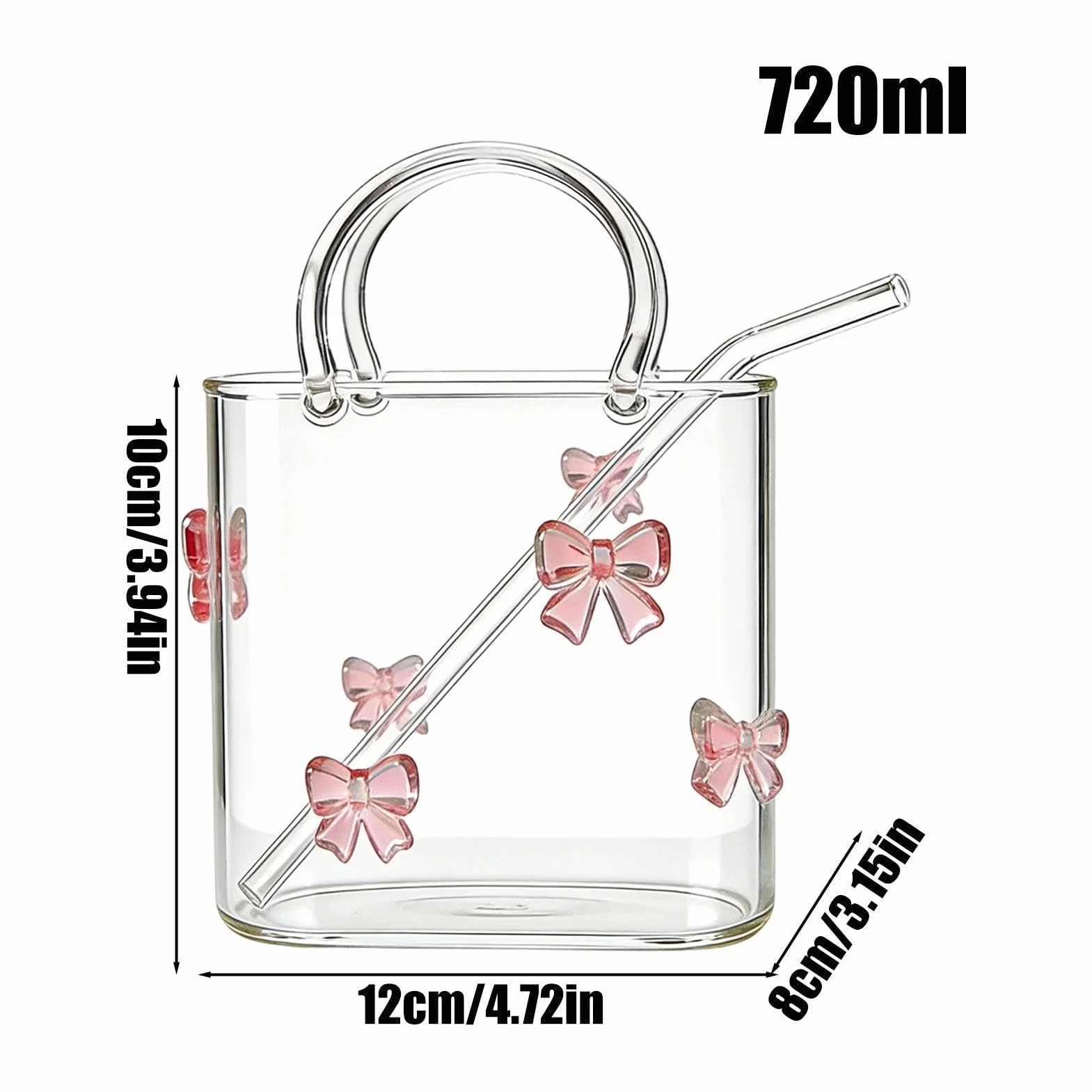 Kieliszek do picia 720 ml przezroczysty szklany kubek w kształcie torebki