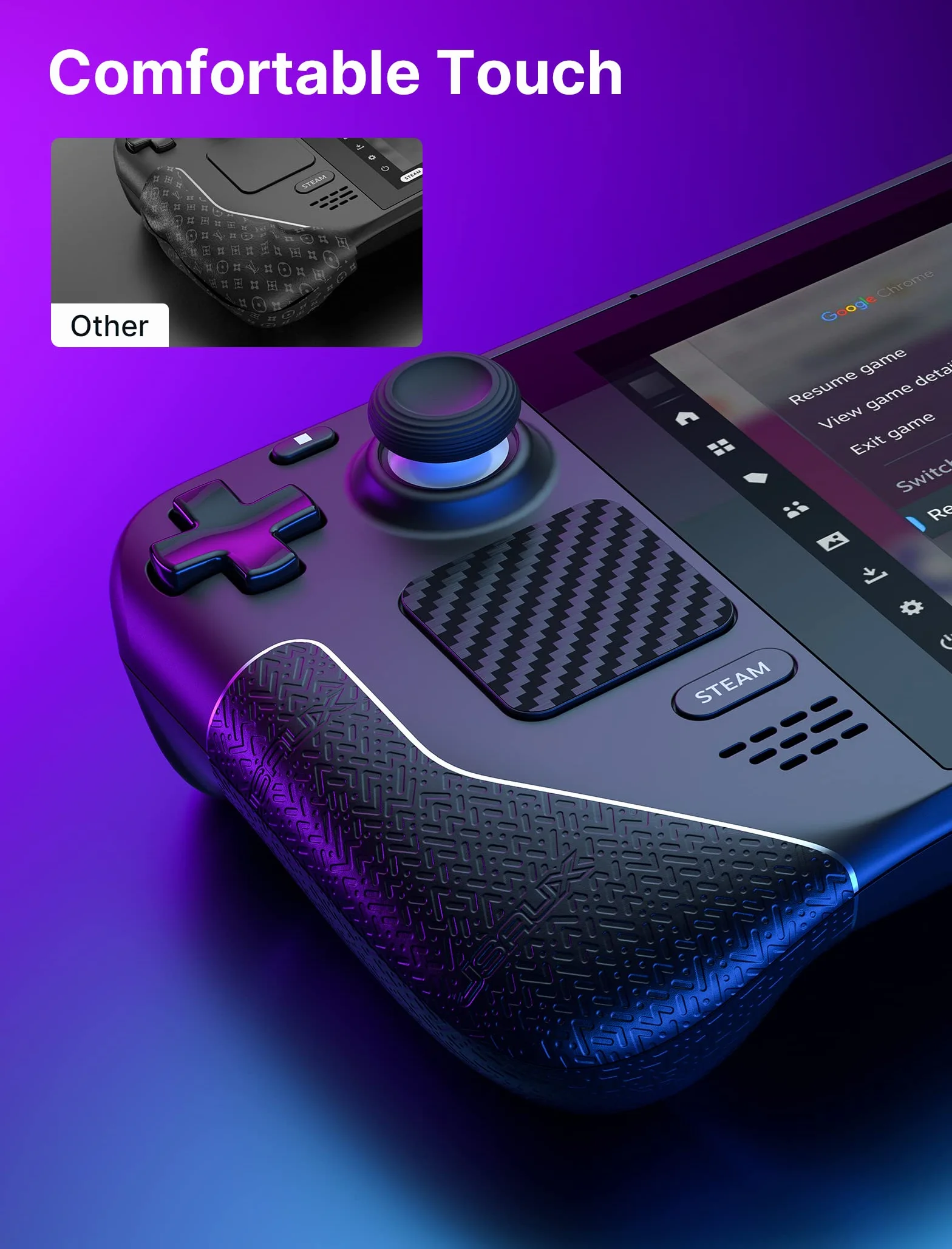 JSAUX Zestaw naklejek skórnych dla Steam Deck/OLED, antypoślizgowe, osłona touchpada, nakładki na kciuk, ochraniacze na dotyk z przodu