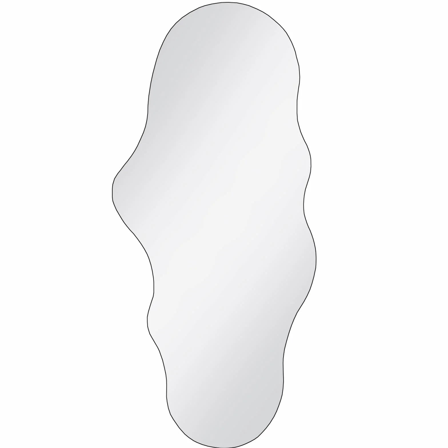 Lustro bez ramy, pełnowymiarowe, 120 x 59 cm, nieregularny kształt, białe – do sypialni, łazienki, salonu, toaletki i na ścianę