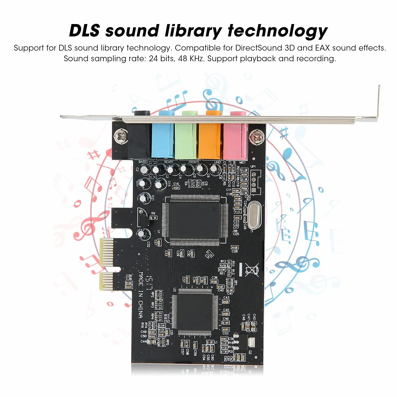 Karta Dźwiękowa PCIe, Wewnętrzna Karta Dźwiękowa 5.1 dla PC 7/Vista/XP 32/64-bit z Uchwytem Niskoprofilowym, Karta Dźwiękowa 3D Stereo PCI-e