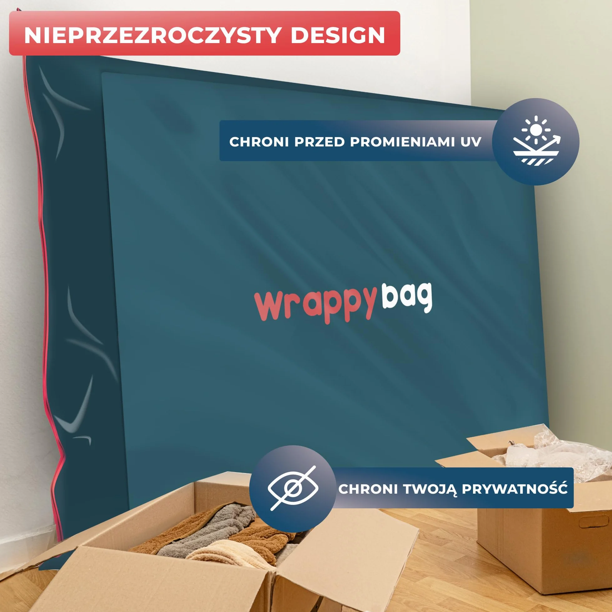 WRAPPYBAG Nieprzezroczysty Pokrowiec Ochronny na Materac 200 x 200 cm