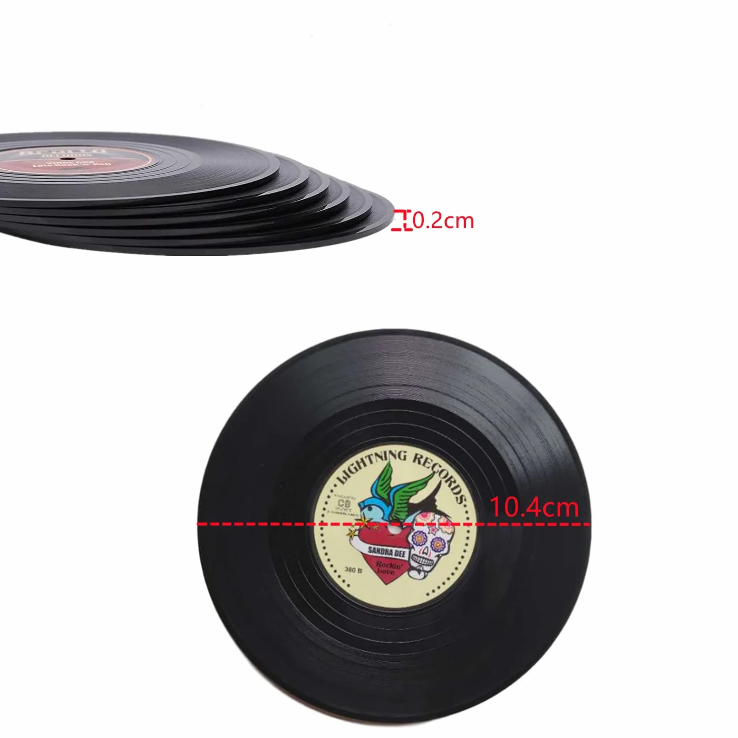 6 szt. retro podstawek w stylu płyt winylowych, podstawki w stylu płyt CD, antycieplne antypoślizgowe podstawki pod napoje do kawy i napojów, zastawa stołowa, antypoślizgowe podstawki