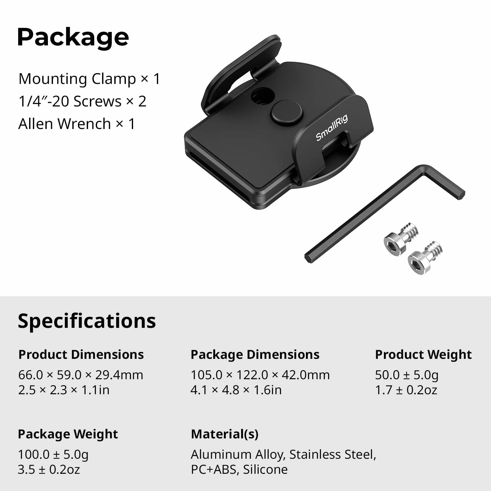 SMALLRIG Uchwyt mocujący do telefonu SSD, 1,6-2,4 cala szerokości, zacisk, do Samsung T5 T7 SSD, do SanDisk SSD, do MagSafe do iPhone'a 16/15/14/13/12, uniwersalny uchwyt dysku SSD - 5397