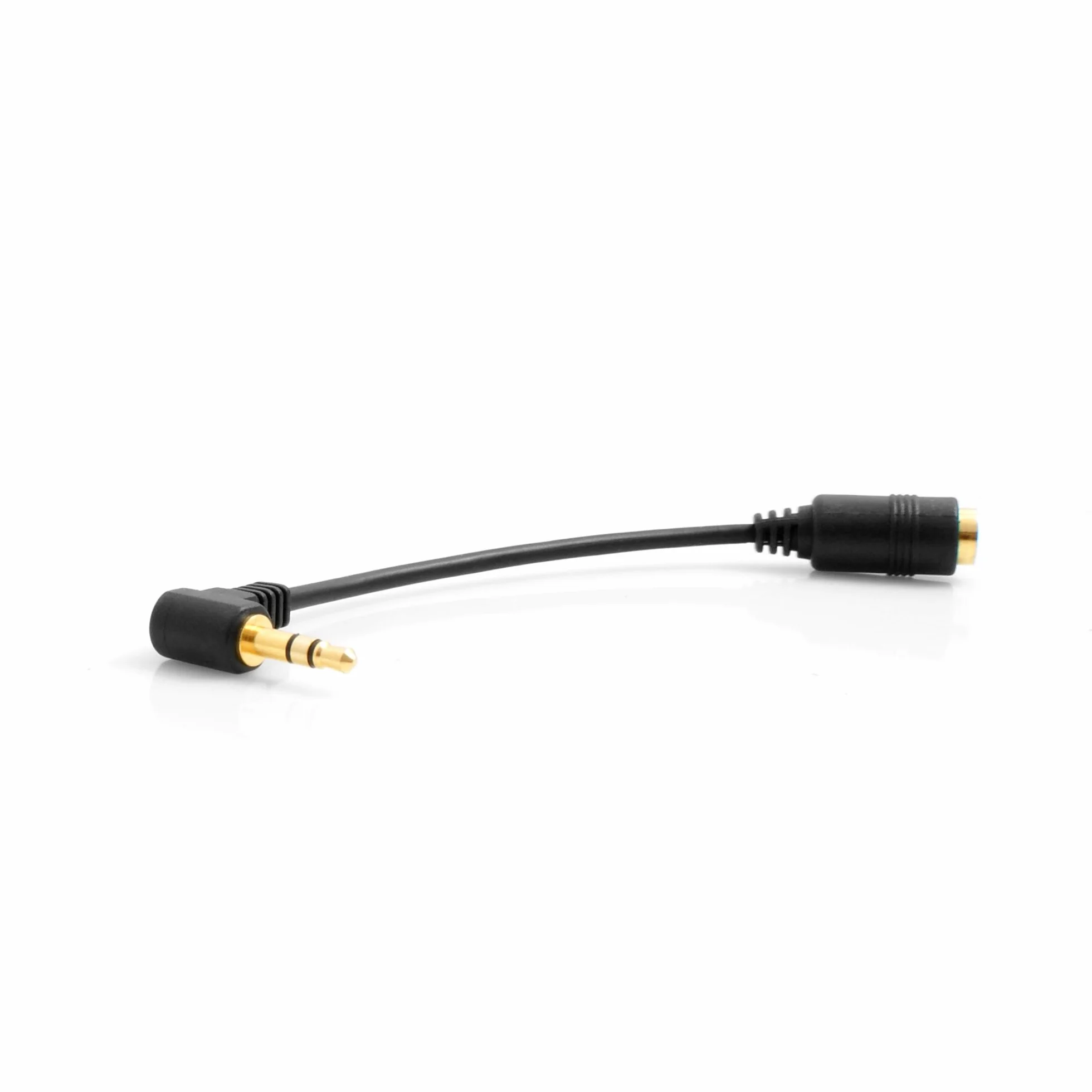 System-S Adapter kabel 3,5 mm jack AUX stereo wtyczka kątowa (męska) na 3,5 mm jack AUX stereo gniazdo 3-biegunowe (żeńskie)
