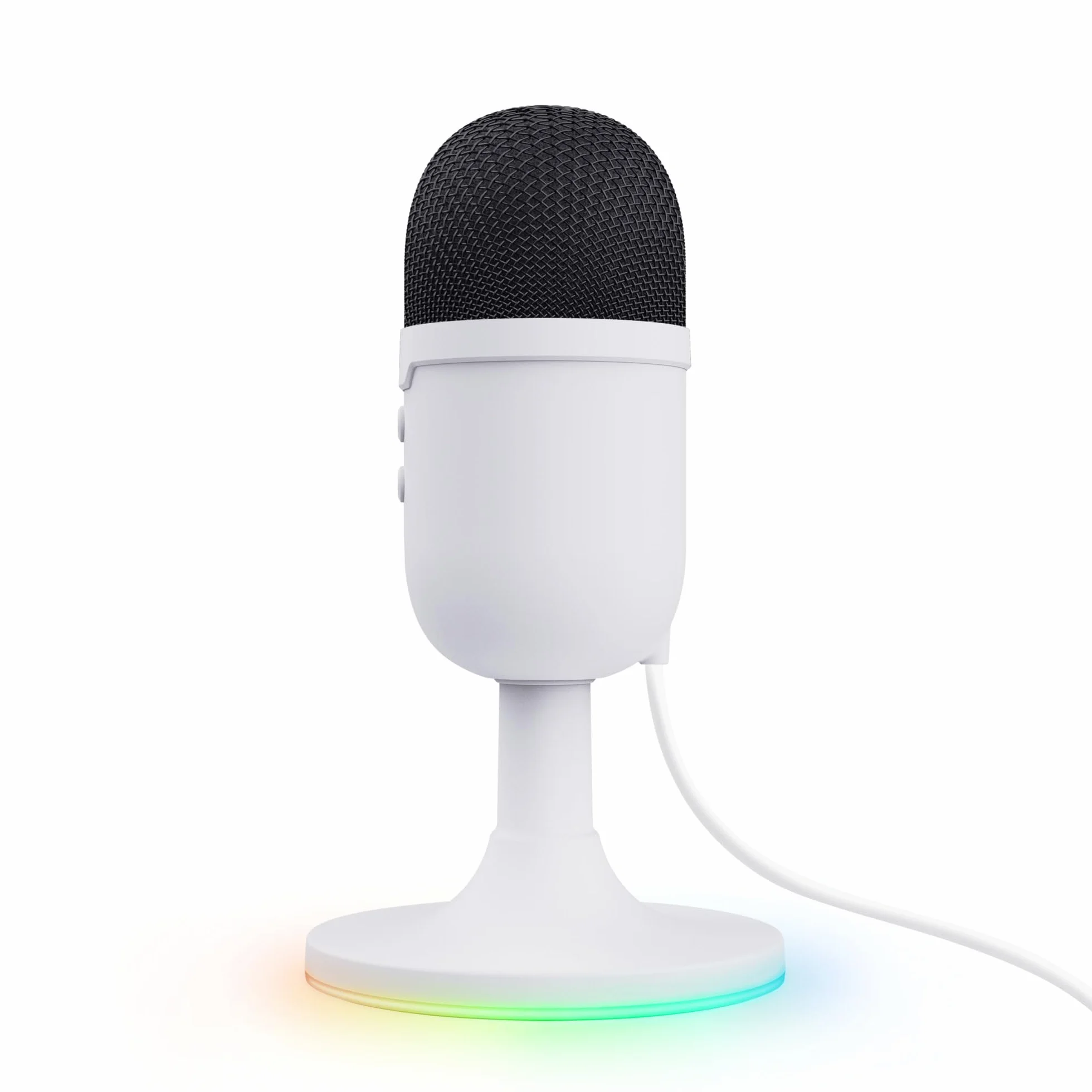 GXTrust 236W Yami Mikrofon pojemnościowy USB do Podcastów, Twitch Discord ASMR Youtube Playstation 5, mikrofon do gier z kardioidalnym wzorem nagrywania, podświetlenie RGB, biały