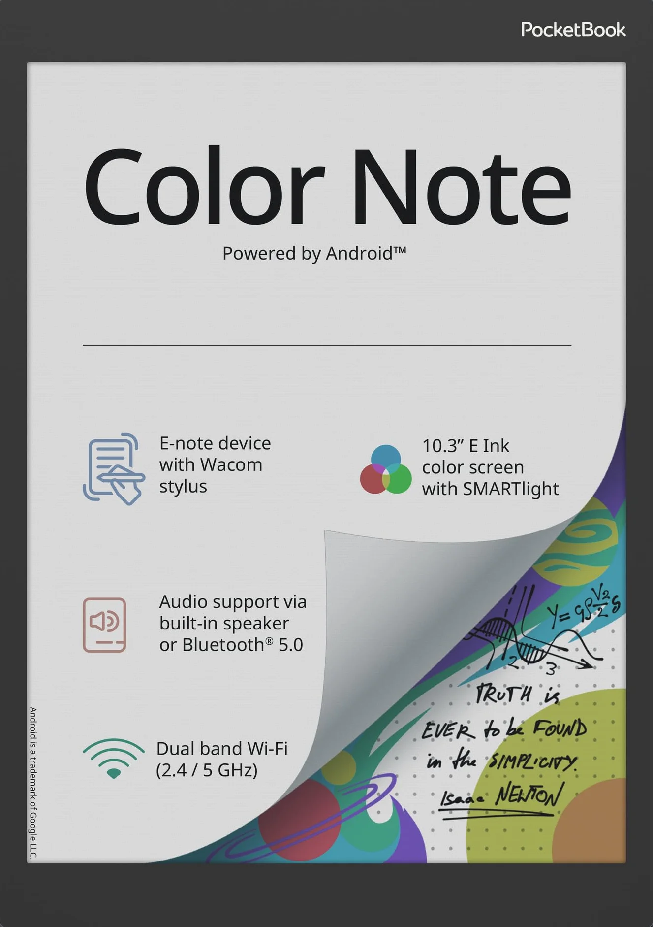 Pocketbook Color Note 32 GB 10,3" Android e-book Reader USB-C wersja dachowa Szary