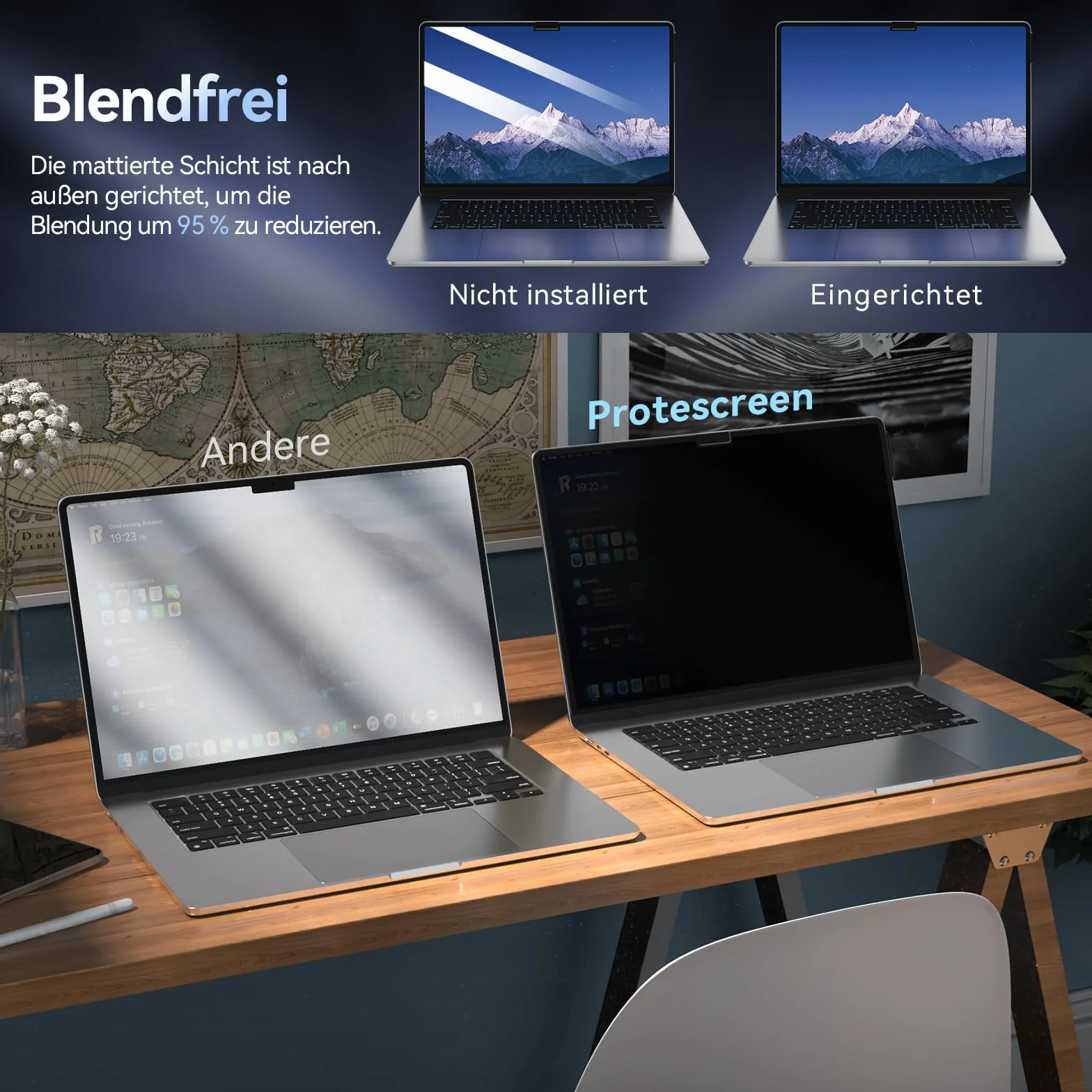 MagicSuction Filtr prywatyzujący do MacBook Pro 14" (2021-2023) M1 A2442/M2 A2779 / M3 A2992 A2918, 14,2", zdejmowany, ochrona przed szpiegiem, niebieskie światło, Mac Laptop Privacy, ochrona przed