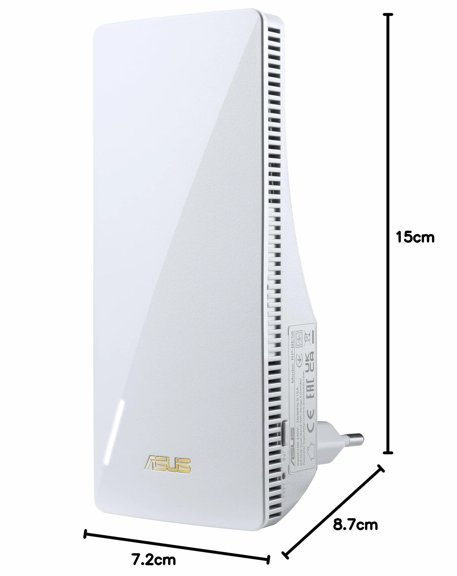 ASUS RP-BE58 BE3600 Dual Band WiFi 7 AiMesh Repeater (przedłużacz zakresu, do 3600 Mbps, bezszwowa siatka WiFi, łatwa konfiguracja za pomocą aplikacji)