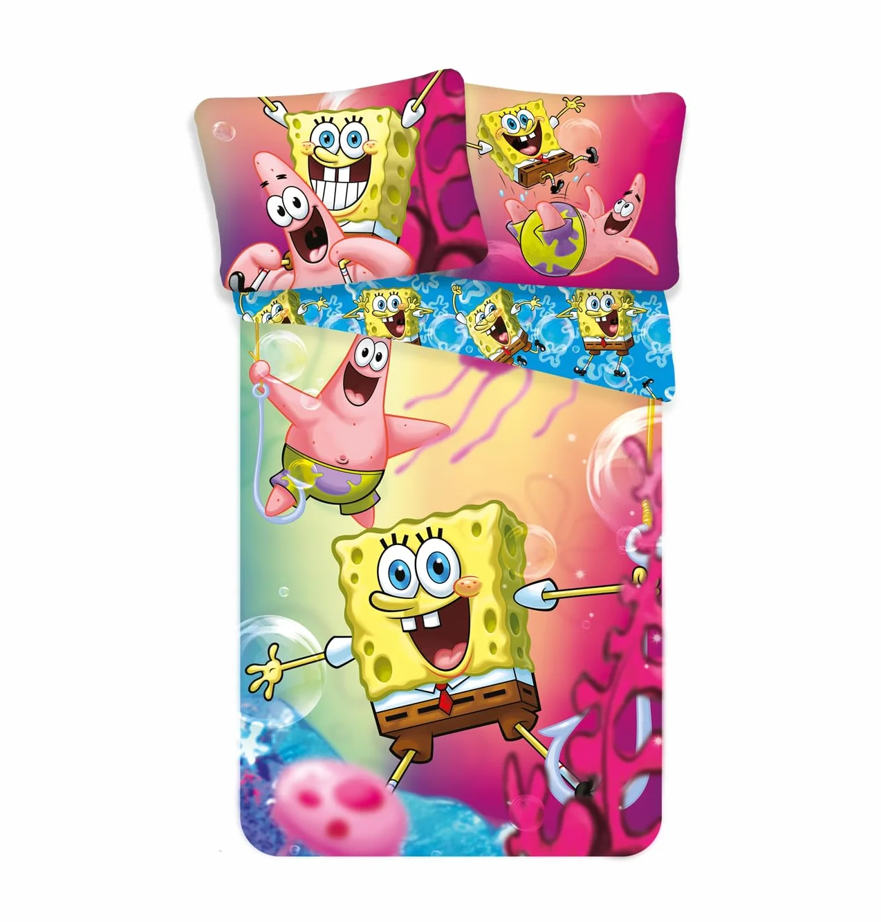 Jerry Fabrics Spongebob SBOB19BS049 pościel dziecięca Sponge Bob Kanciastoporty 2 sztuki, 140 x 200 cm + 70 x 90 cm