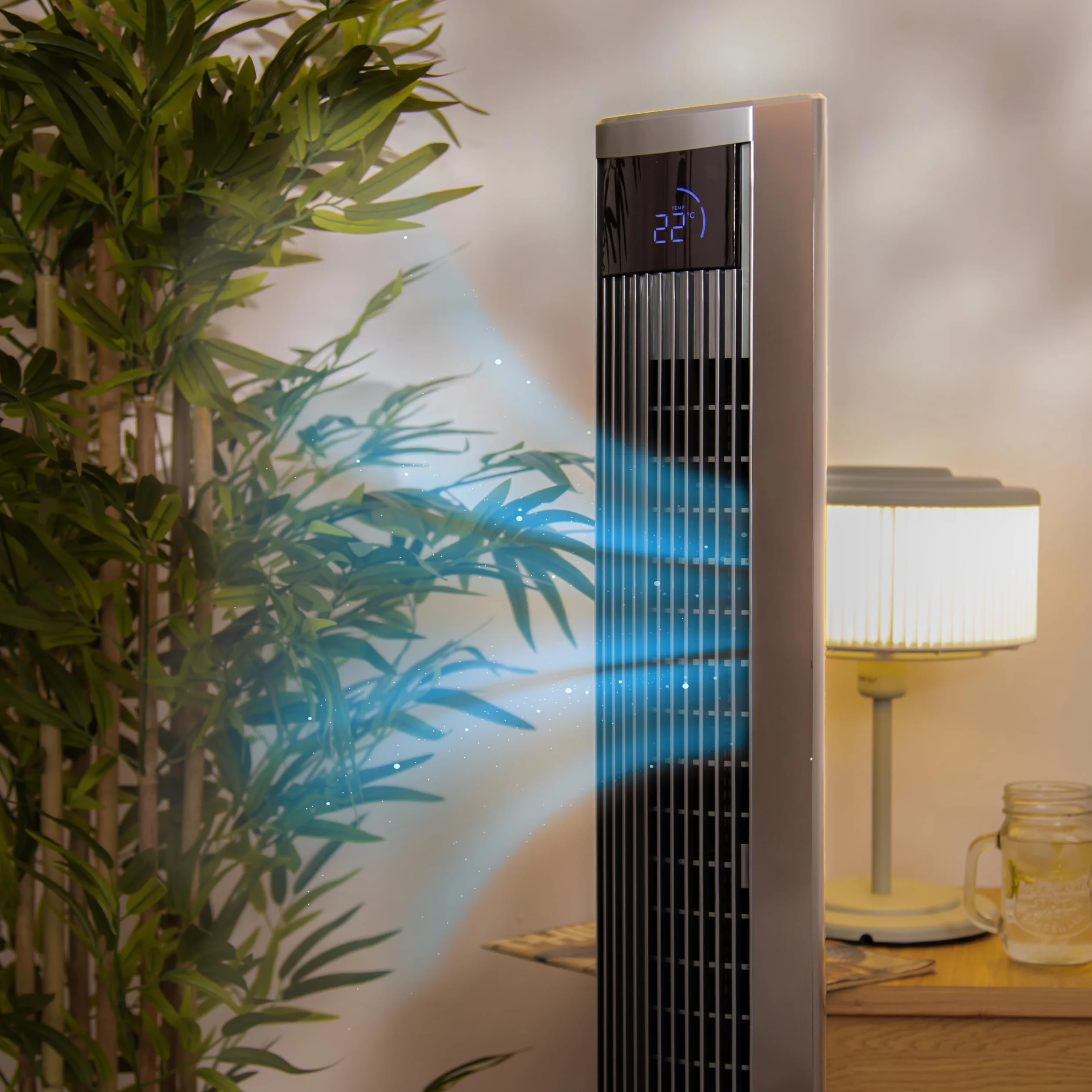 Cecotec EnergySilence 9090 Skyline Ionic Tower Fan 47" 45 W jonizator ekran dotykowy LED pilot zdalnego sterowania 3 tryby prędkości 12-godzinny timer oscylacja 70º